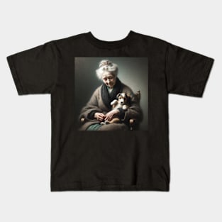 Puppy Embrace: Whistler's Mother National Puppy Day Kids T-Shirt